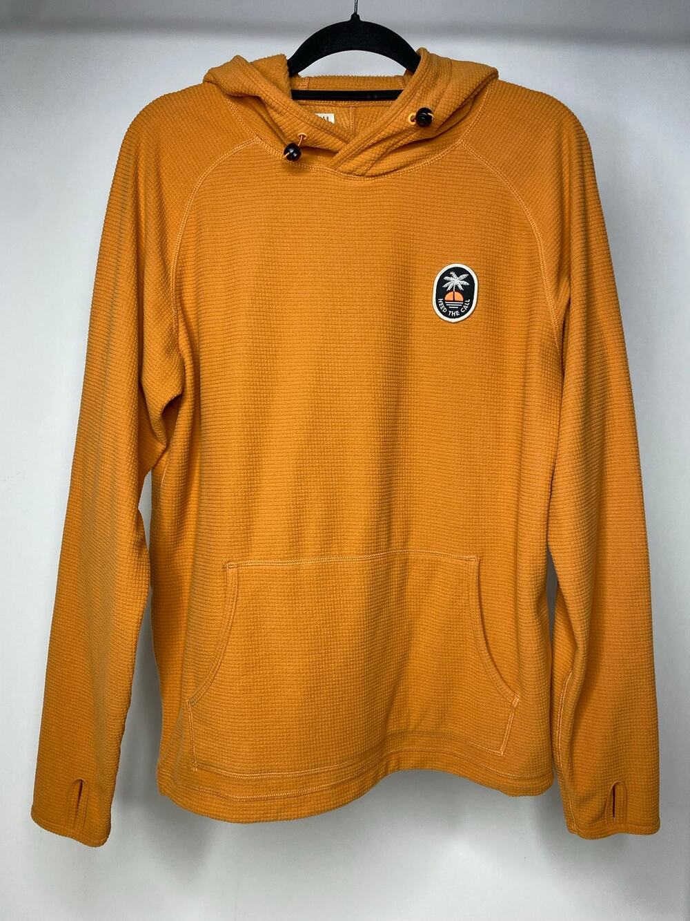 Howler Bros Brothers Men's Medium Palo Duro Grid Fleece Hoodie Orange Casual